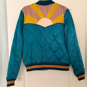 Classic Rock Couture Peacock Rising Sun Bomber Jacket